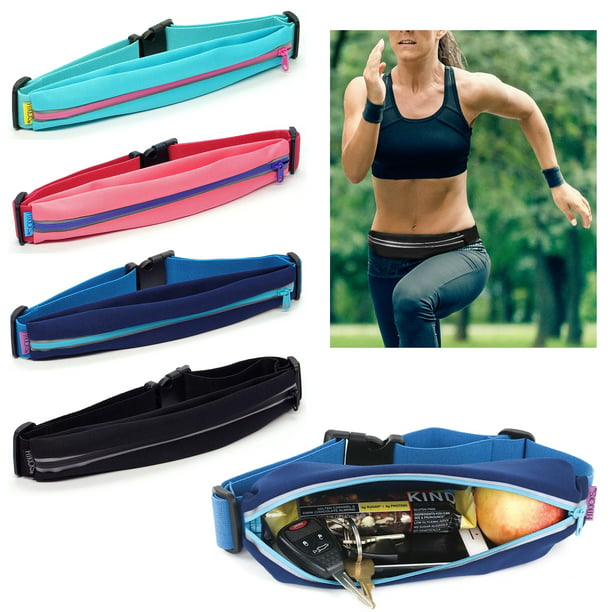 Gym Fitness Sport Runner Waist Bum Bag Running Jogging Belt Dual Pouch Zip Pack
